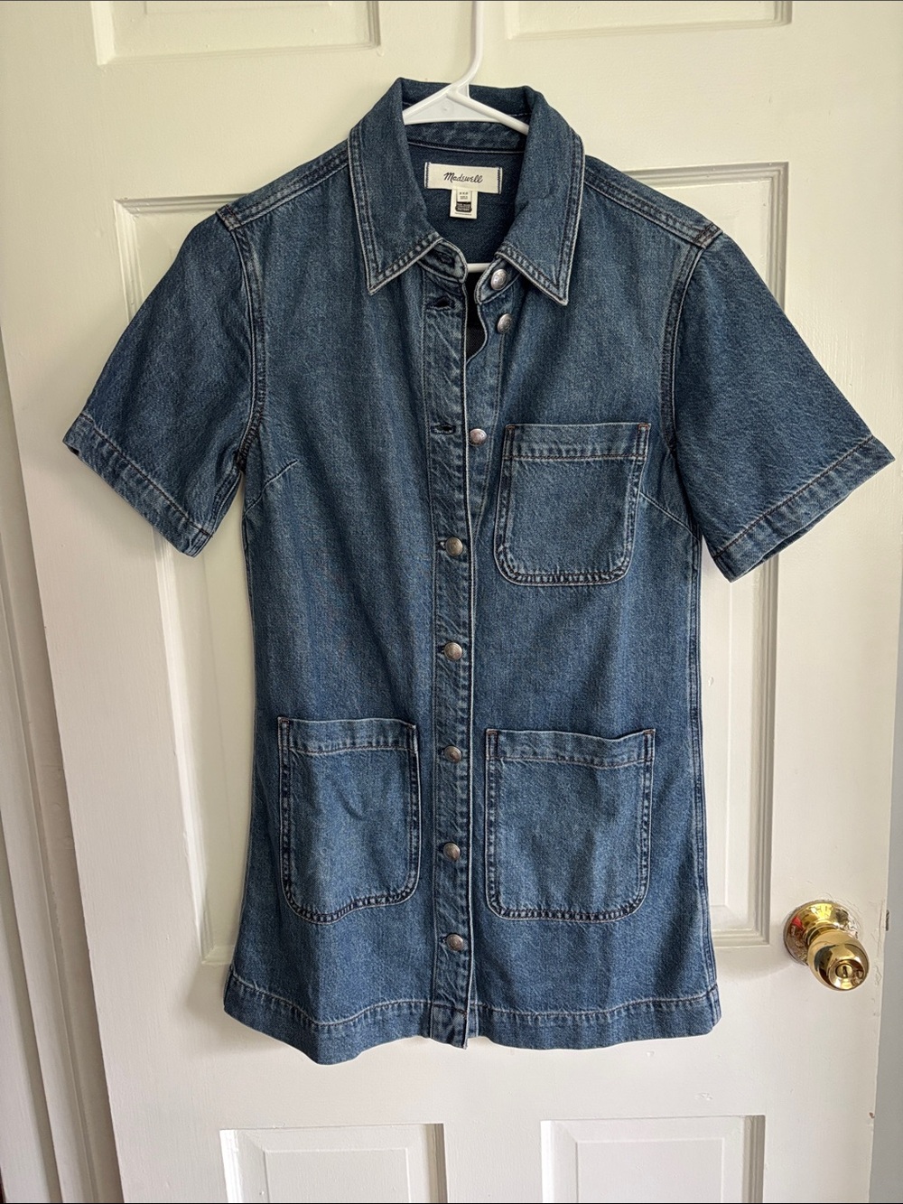 Madewell Dark Blue Denim Button-Front Mini Dress